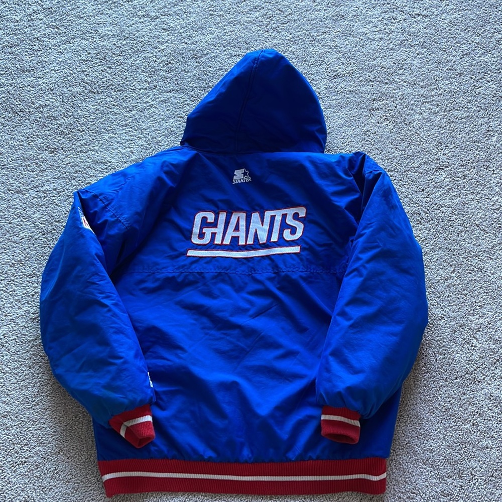 Vintage 90s New York Giants Starter NFL Hooded Jacket – Blue – Men’s XL